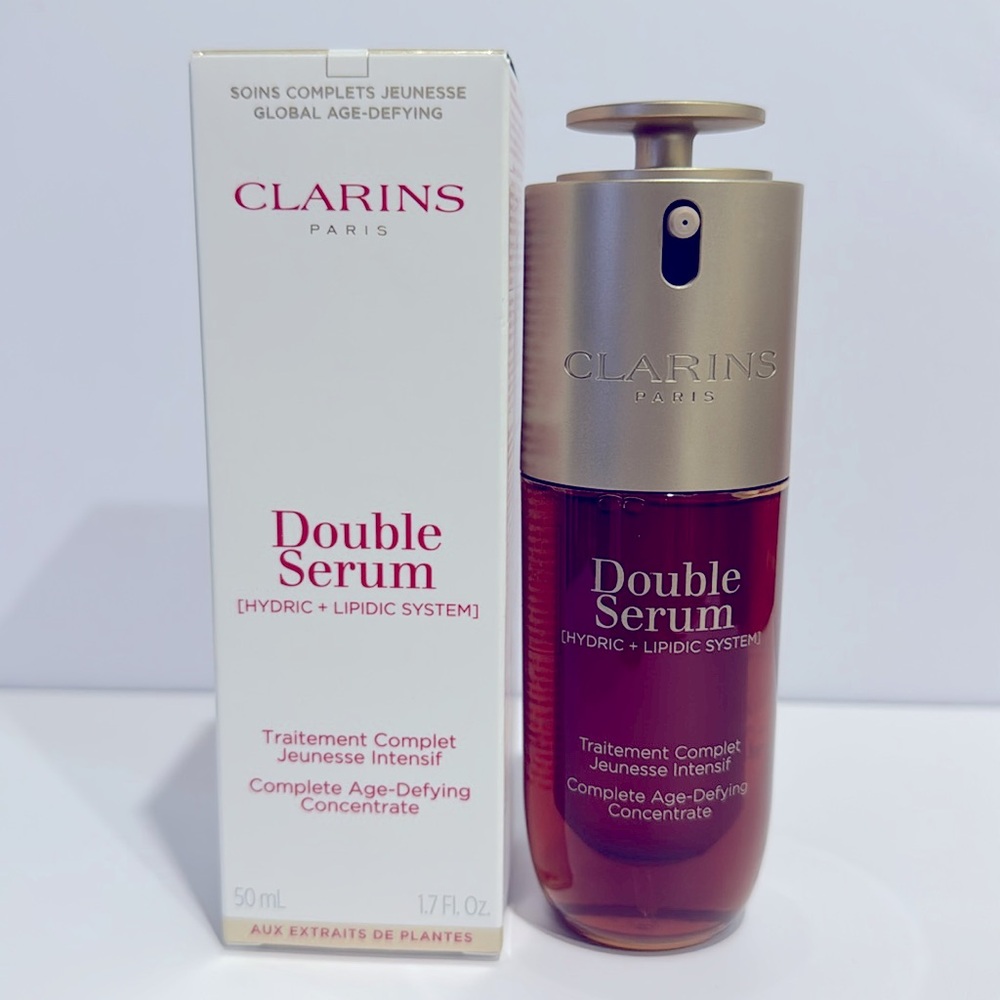 Clarins DOUBLE SERUM [Hydric+Lipidic System] Age-Defying Concentrate XLG NIB! - Picture 2 of 14
